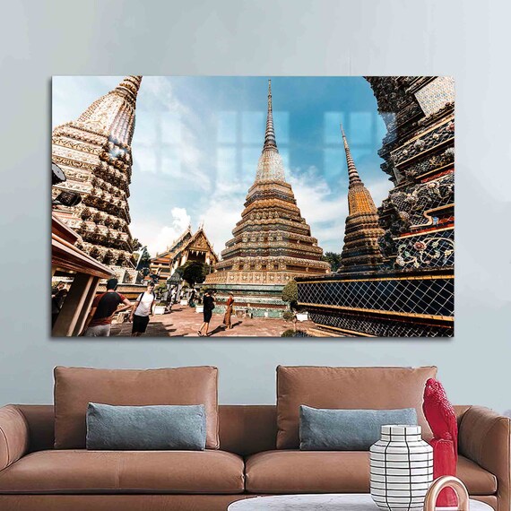 Glass Wall Decor Art Temple Chiang Mai Buddhist City Tempered