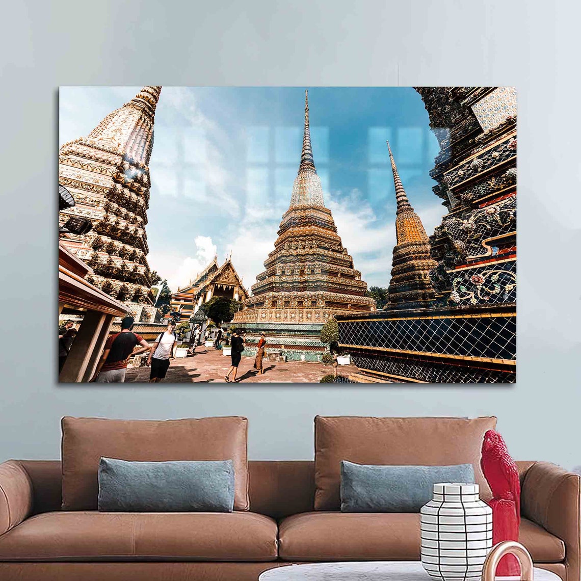 Glass Wall Decor Art Temple Chiang Mai Buddhist City Tempered