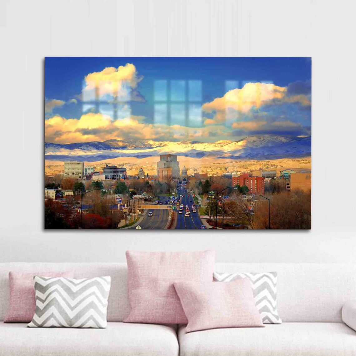 Cloudy Wall Sky Decoration, City View Art Print