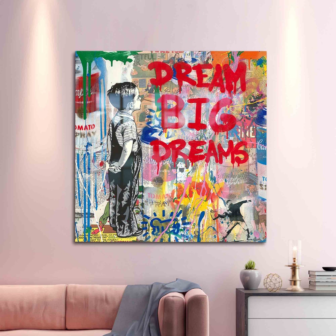 Dream Big Dreams Graffiti Boy Street Art Motivational Poster