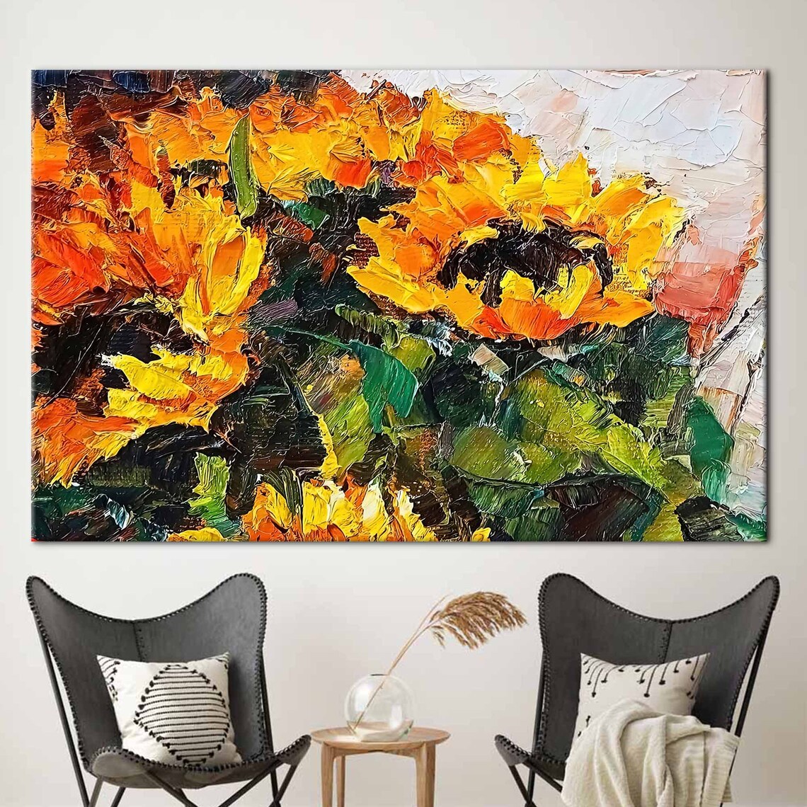 Bouquet Of Sunflower Painting, Contemporary Botanical Art Print