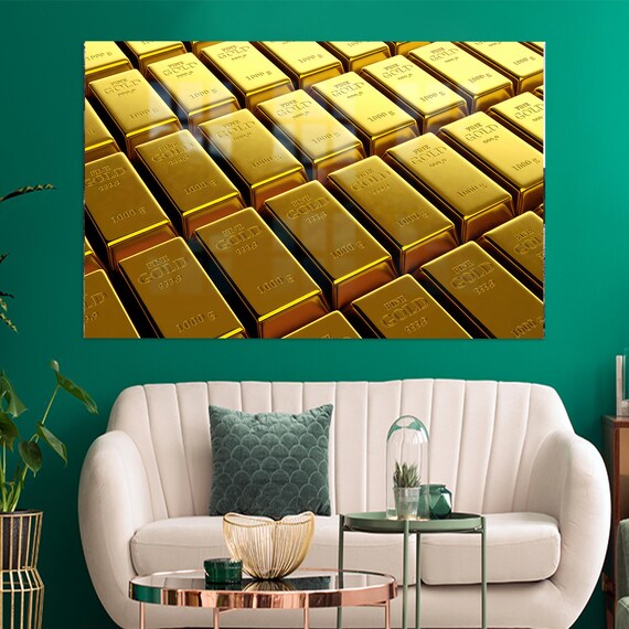 Gold Bars Fine 999.9 Stacked Ingots Wealth Luxury Finance Wall Poster