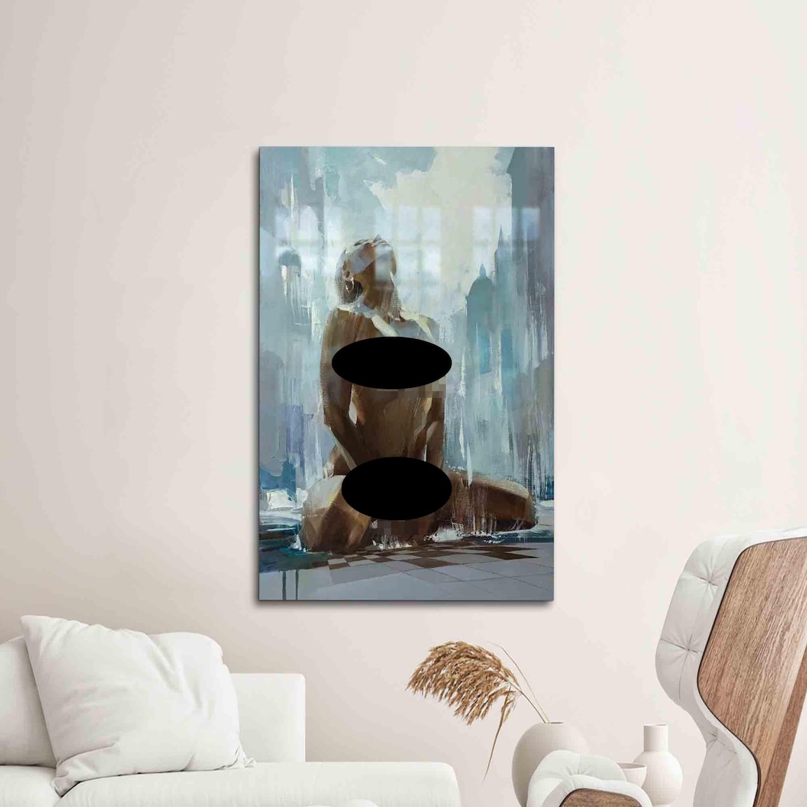 Naked Woman Abstract Glass Art Wall Print