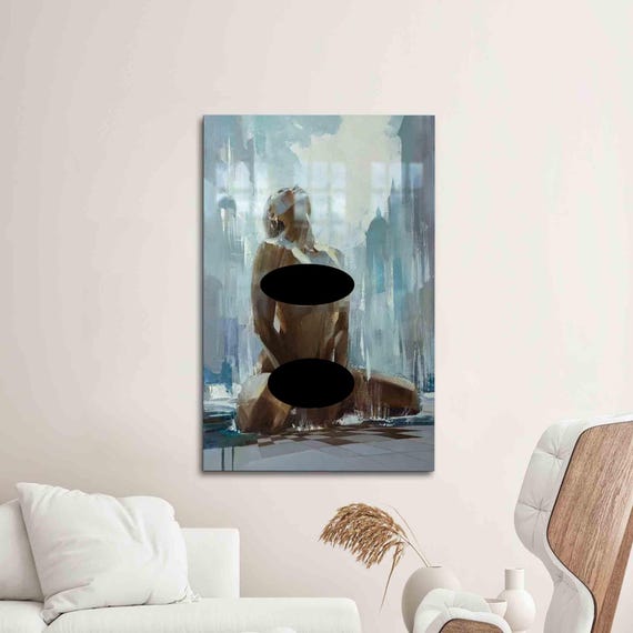 Naked Woman Abstract Glass Art Wall Print
