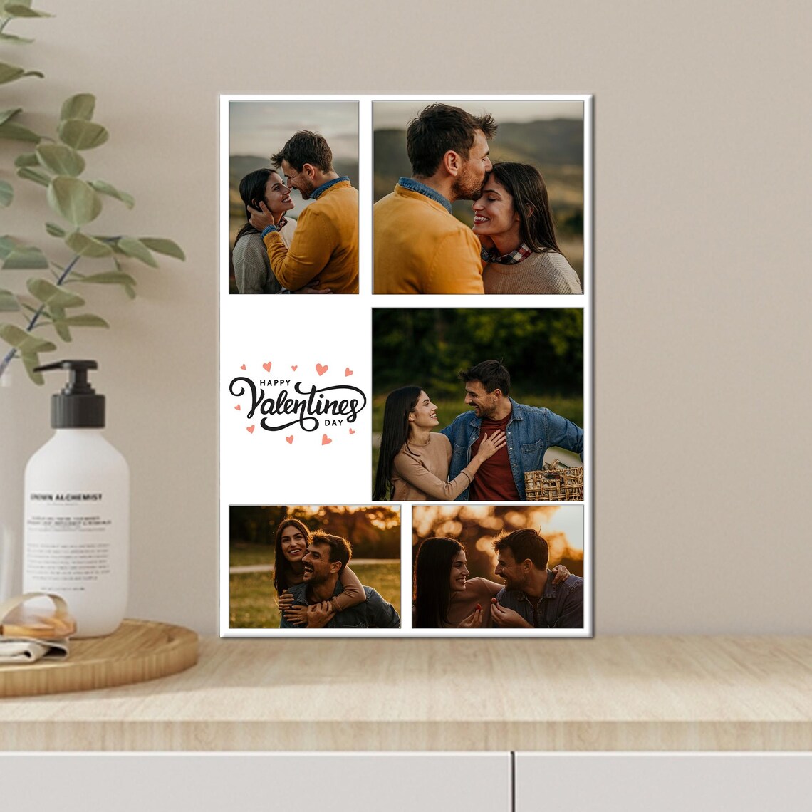 Happy Valentines Day Photo Grid Collage Romantic Couple Gift Print