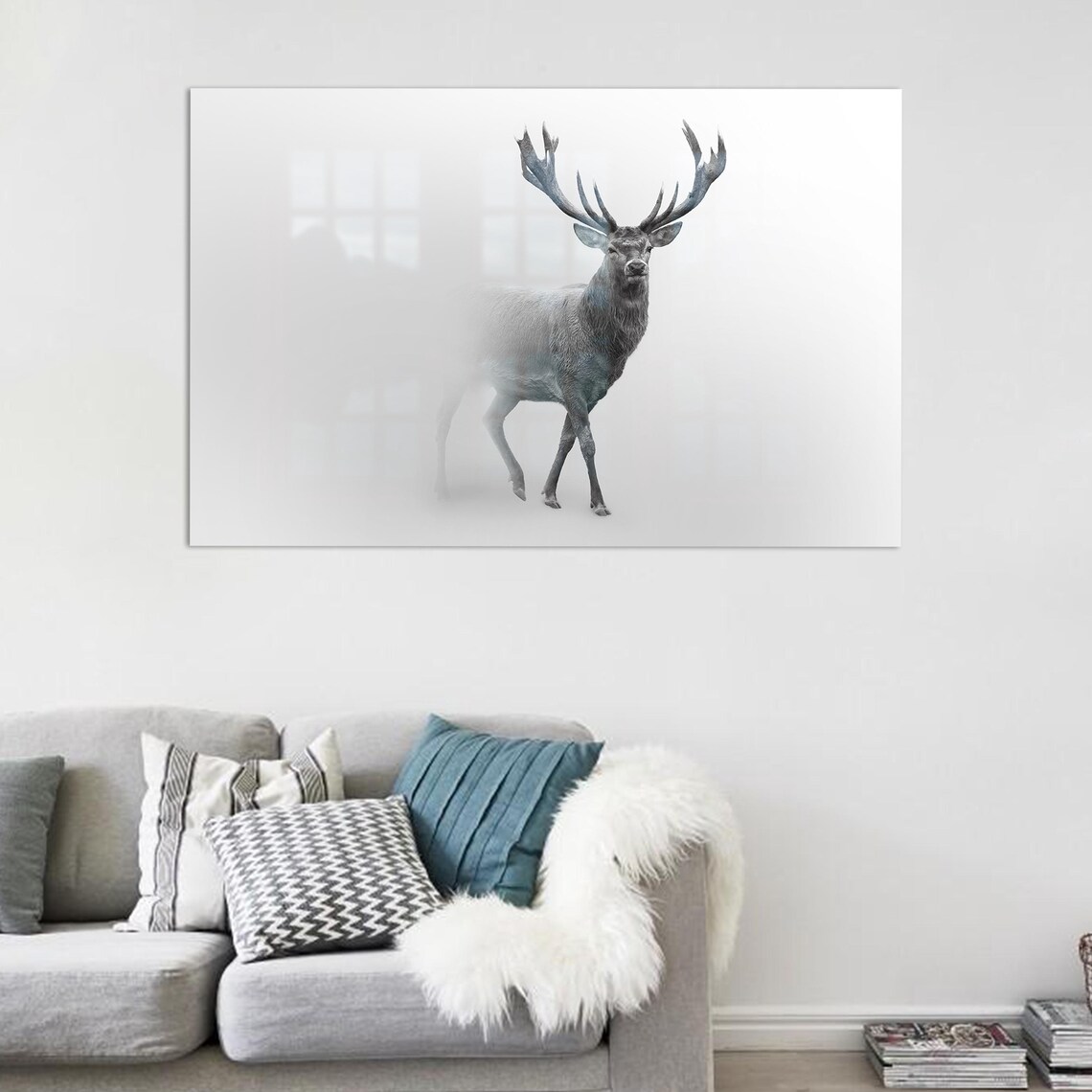 Deer Christmas Custom Wall Art Print, Loft Style