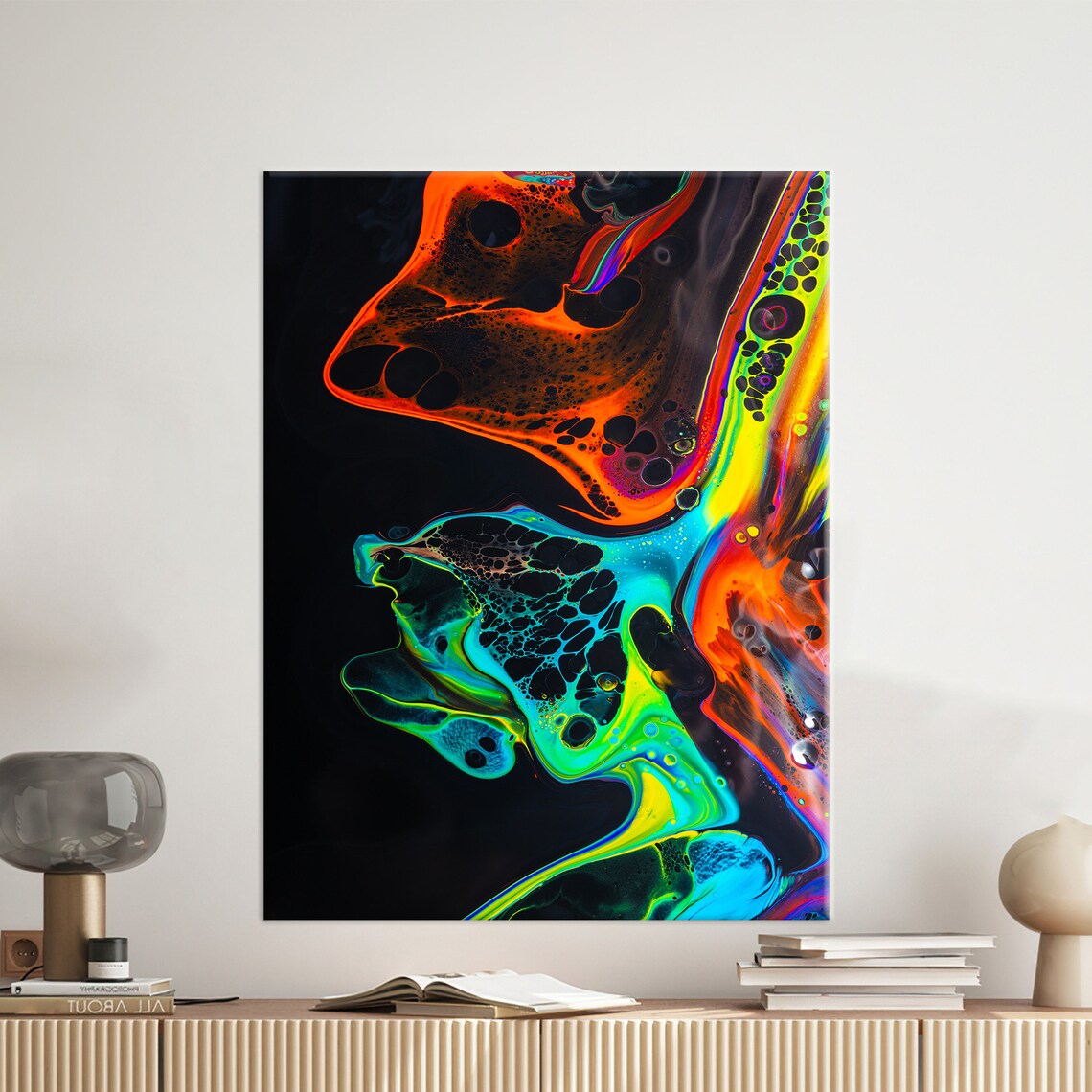 Colorful Black Abstract Art Print, Modern Abstract