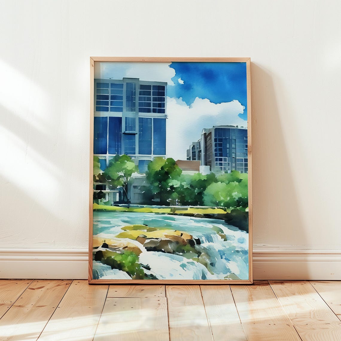 Greenville Watercolor Art Greenville Wall Art Greenville Painting Greenville Artwork Travel Poster Print Greenville Art Print