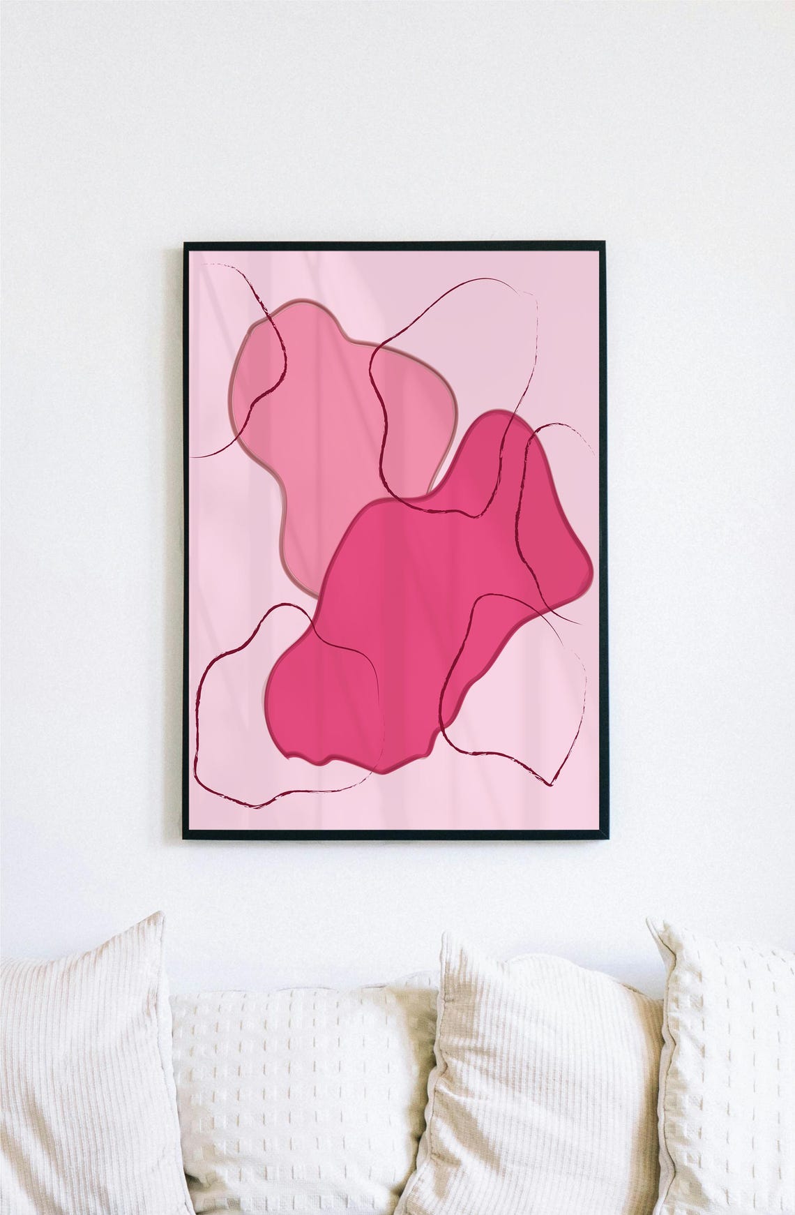 Pink Abstract Organic Blob Shapes Modern Minimalist Art Poster