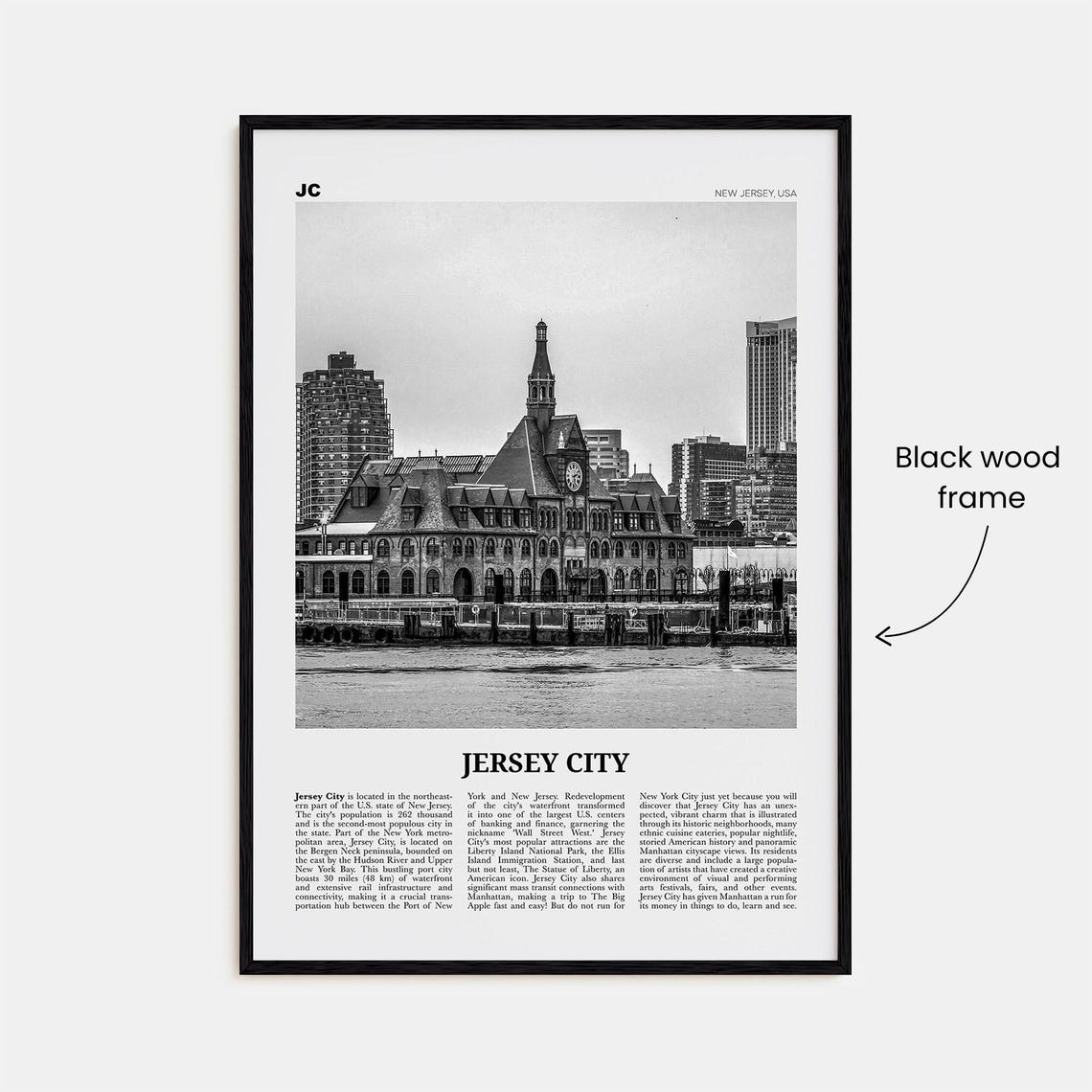 Jersey City Print Black And White No 2 Jersey City Wall Art Jersey City Poster Jersey City Photo New Jersey Usa United States America - Image 3