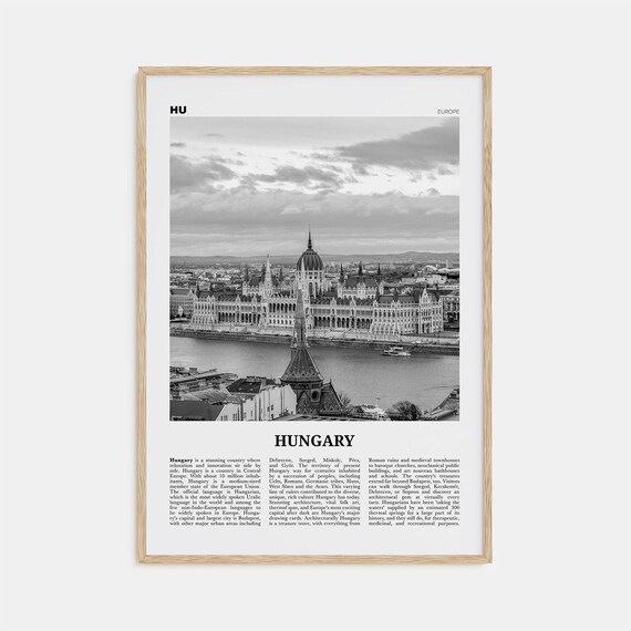 Hungary Black and White Travel Poster, Budapest Europe