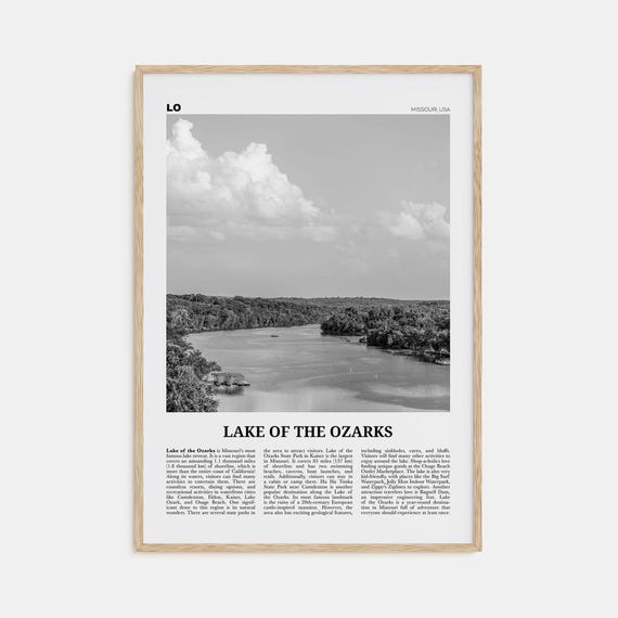 Lake of the Ozarks Black and White Travel Poster