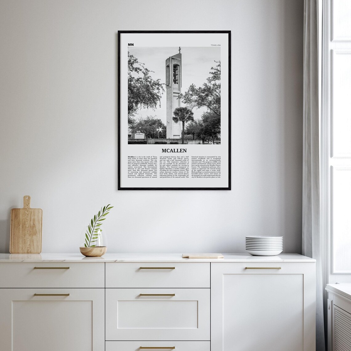 McAllen Black and White Map Art Print, Texas USA - Image 2