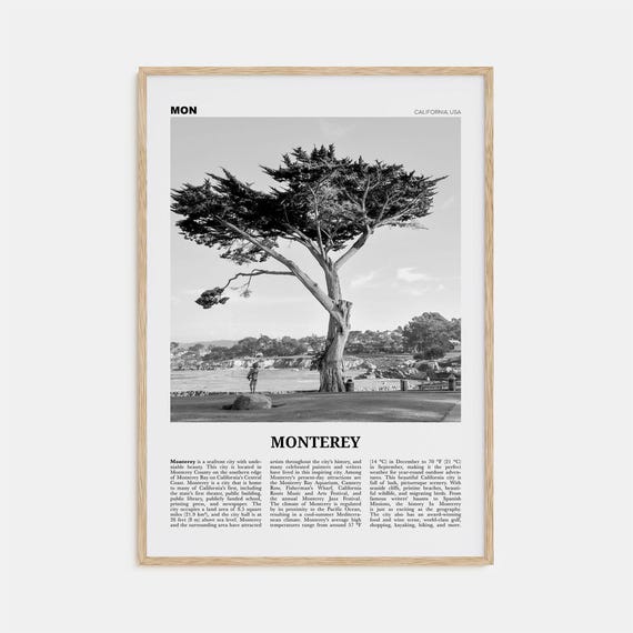 Monterey Black And White Travel Wall Art Print