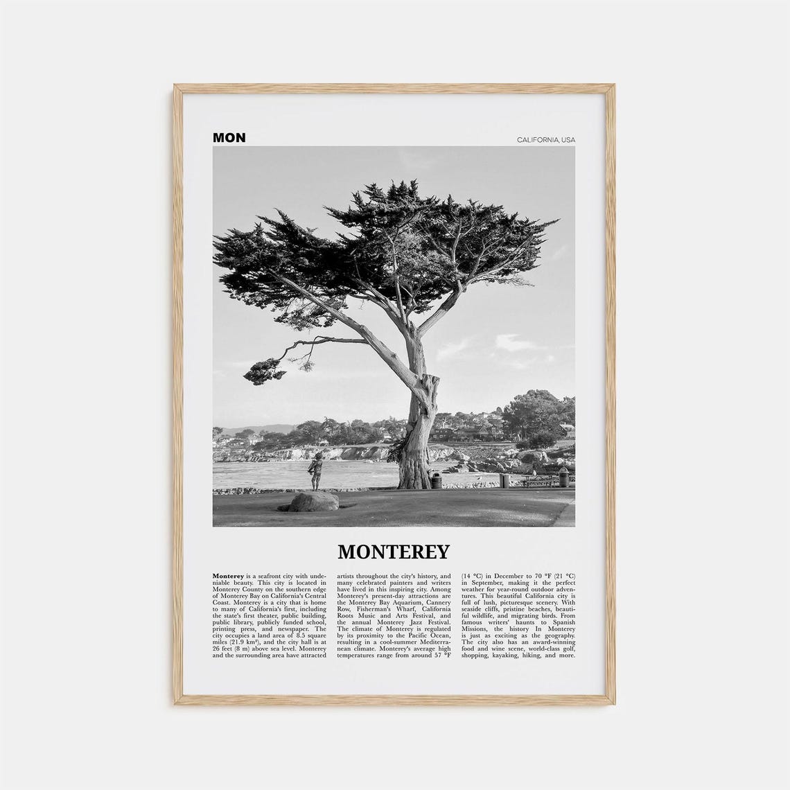 Monterey Black And White Travel Wall Art Print