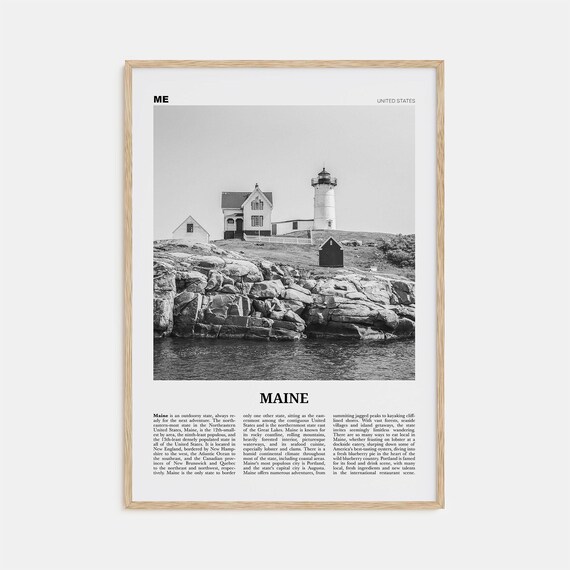 Maine Black And White No. 1 Travel Poster Art Print
