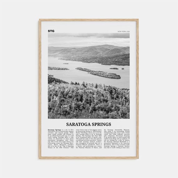 Saratoga Springs Black and White Travel Poster