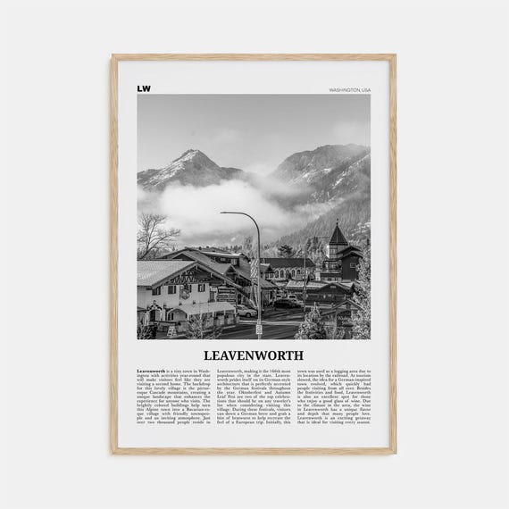 Leavenworth Black and White Travel Poster, Washington