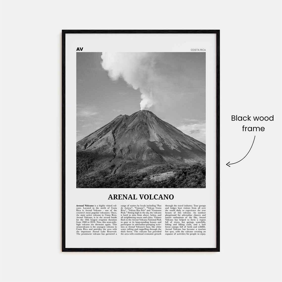 Arenal Volcano National Park, Black and White Travel Poster - Image 3
