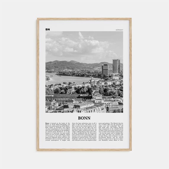 Bonn Black and White Art Print, Germany Poster