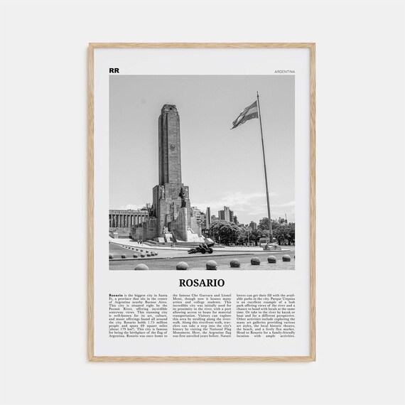 Rosario, Argentina Black and White Travel Poster