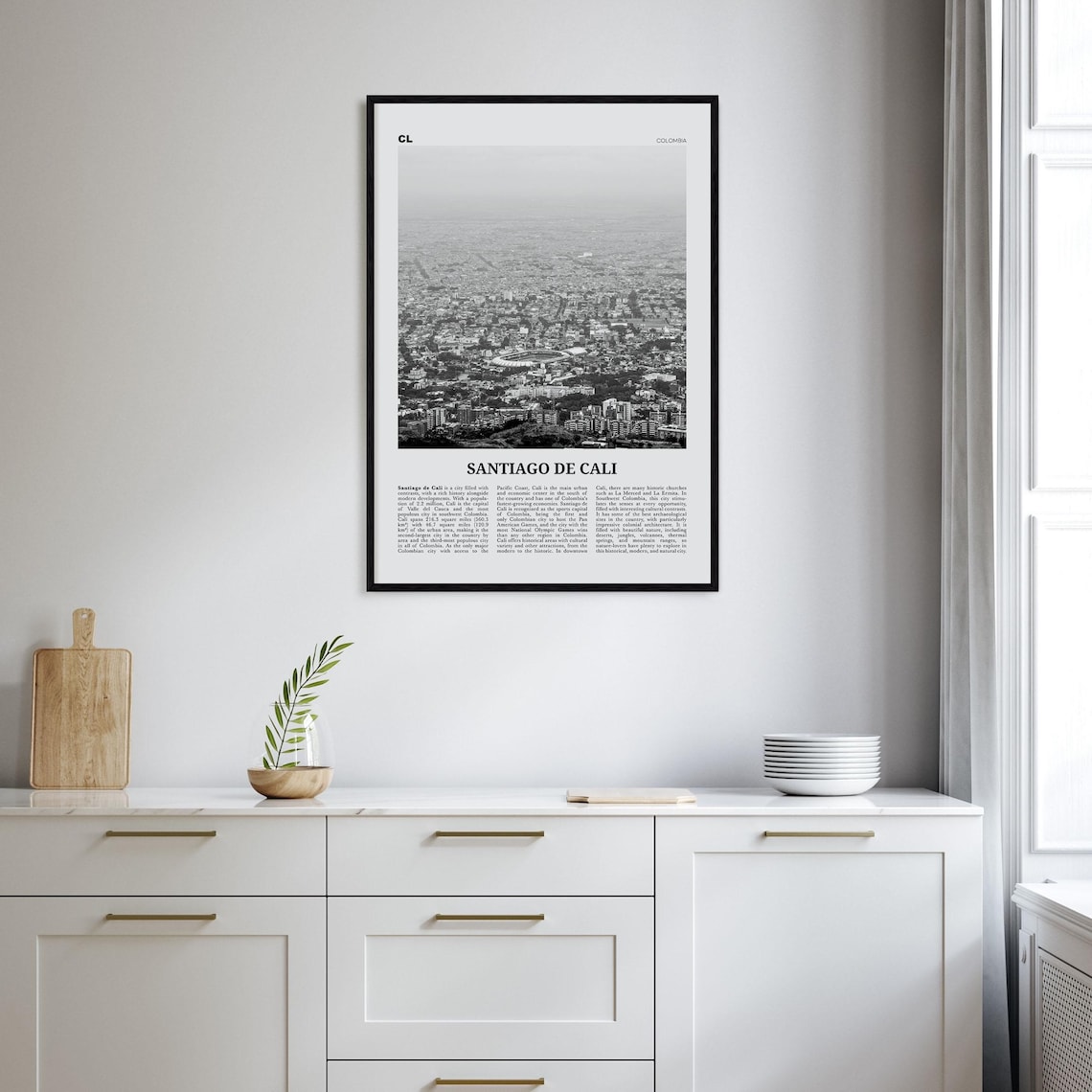 Santiago De Cali Black And White Travel Poster - Image 2