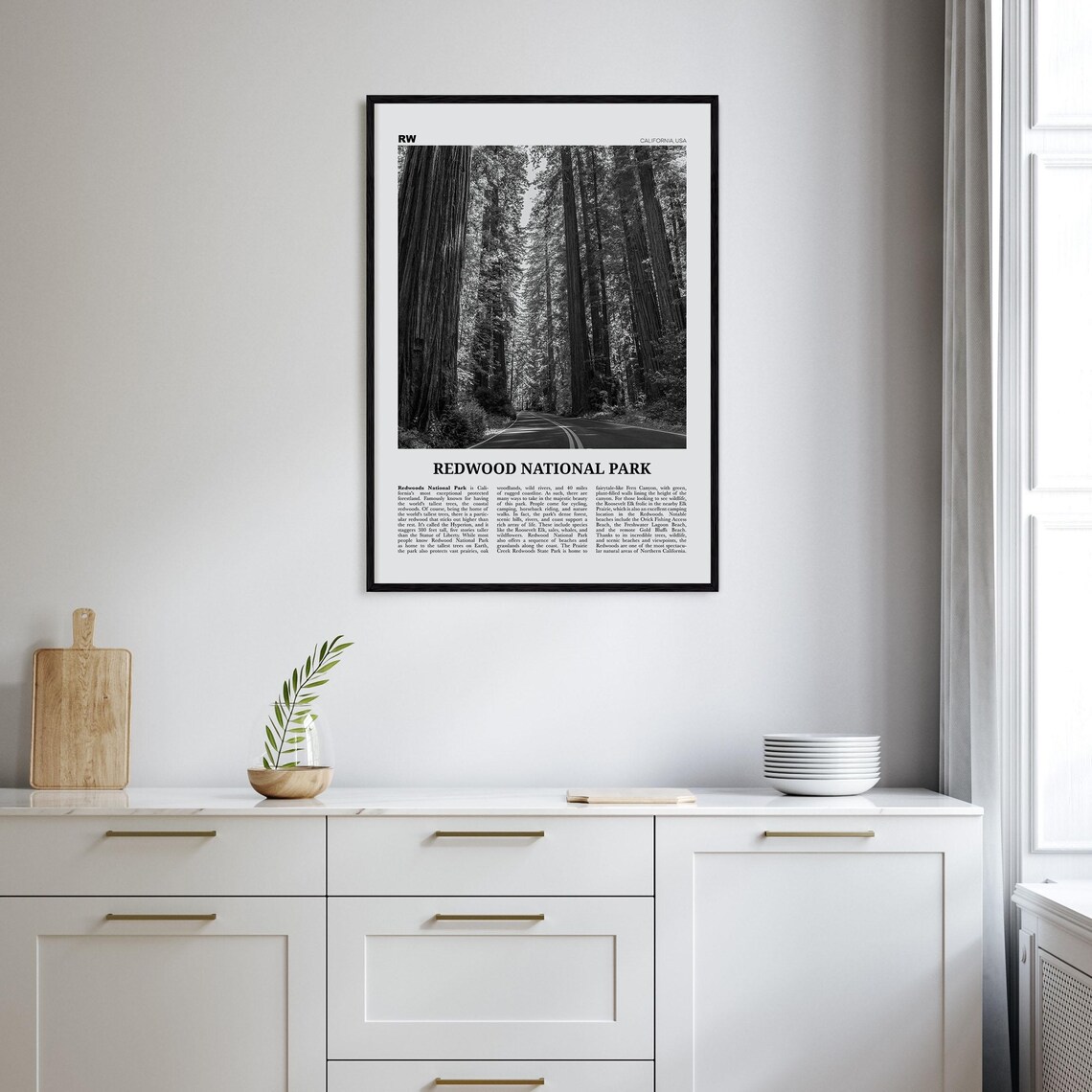 Redwood National Park Black and White Travel Poster - Image 2