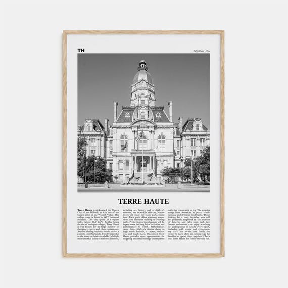 Terre Haute, Indiana Black and White Travel Poster