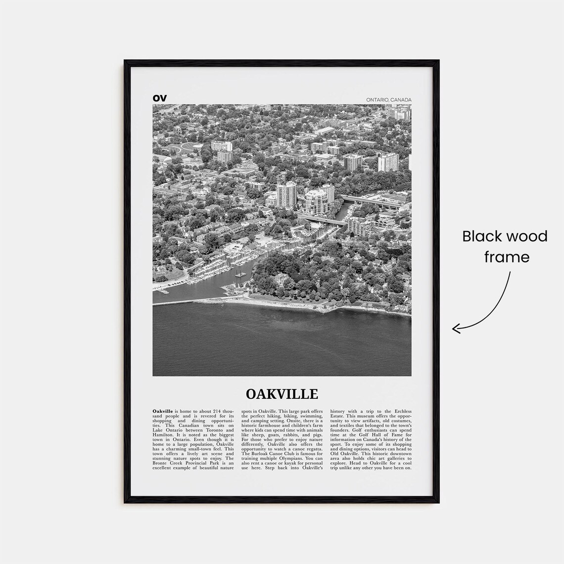 Oakville Black and White Map Art Print, Ontario - Image 3
