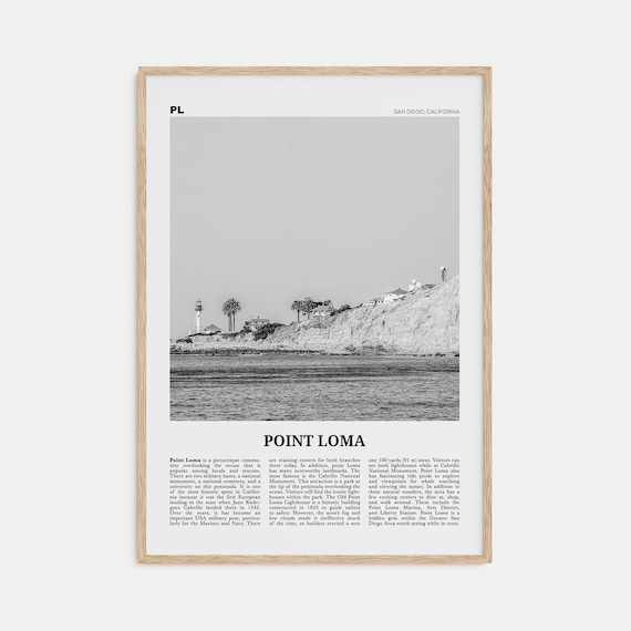 Point Loma Black and White Travel Poster, San Diego