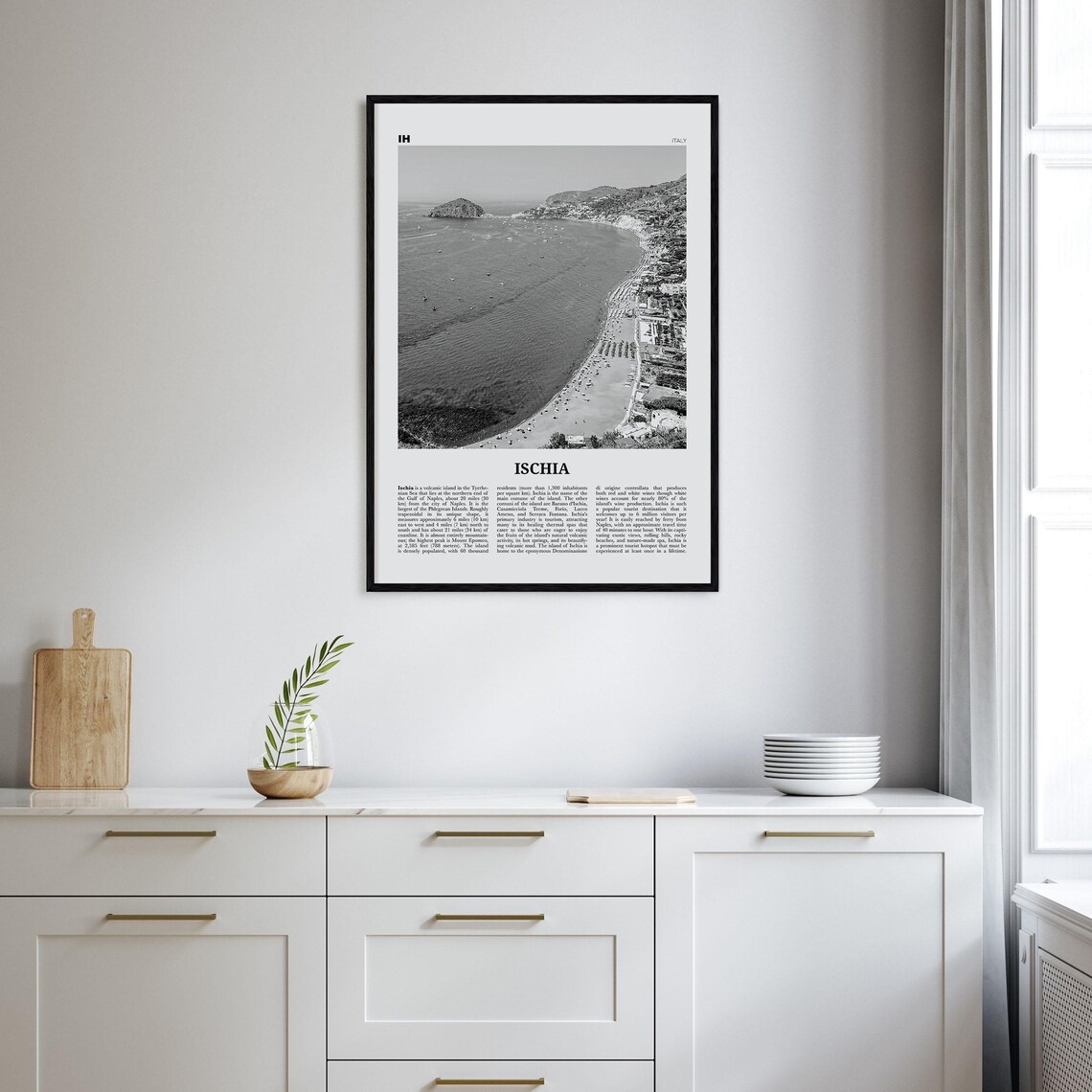 Ischia Black and White Travel Poster, Italy Photo - Image 2