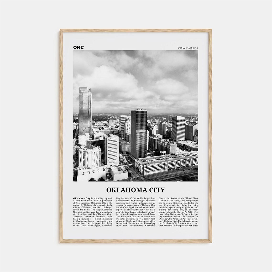 Oklahoma City Print Black And White No 2 Oklahoma City Wall Art Oklahoma City Poster Oklahoma City Photo Usa United States America