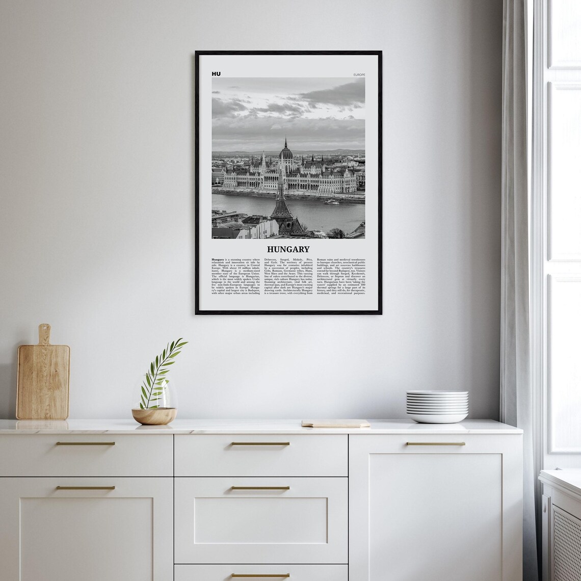 Hungary Black and White Travel Poster, Budapest Europe - Image 2