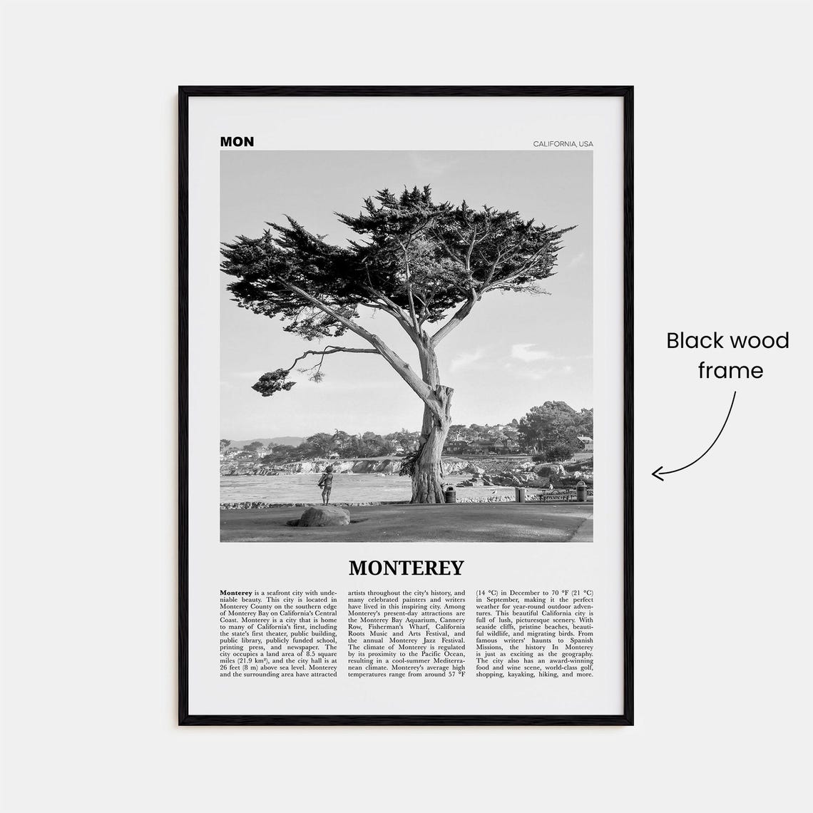Monterey Black And White Travel Wall Art Print - Image 3
