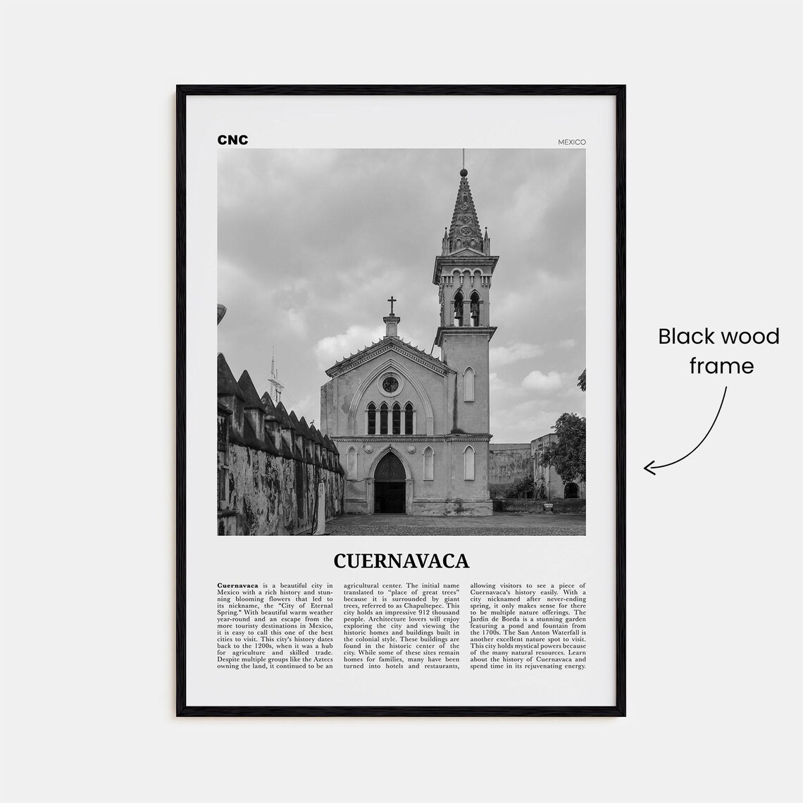 Cuernavaca Black And White Map Poster, Mexico - Image 3