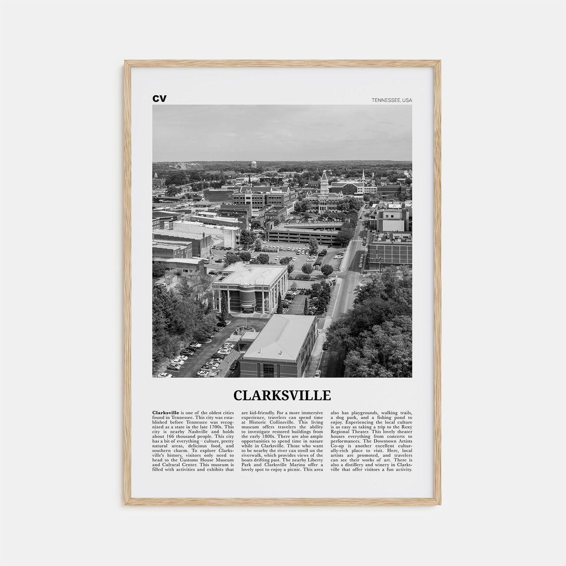 Clarksville Print Black And White Clarksville Wall Art Clarksville Poster Clarksville Photo Clarksville Dcor Tennessee Usa