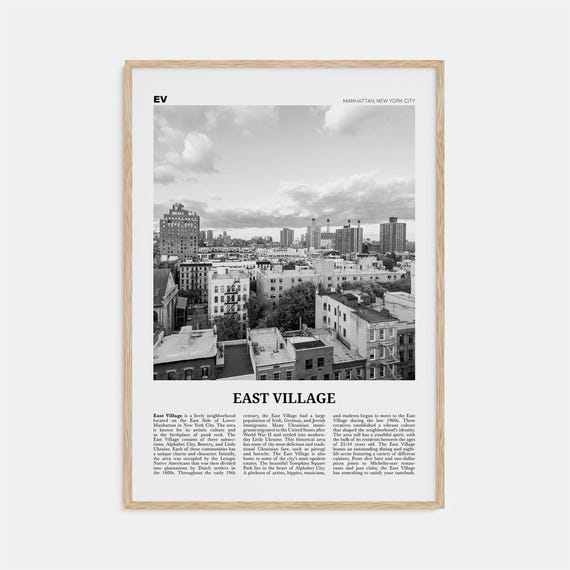 East Village Black and White New York Travel Poster