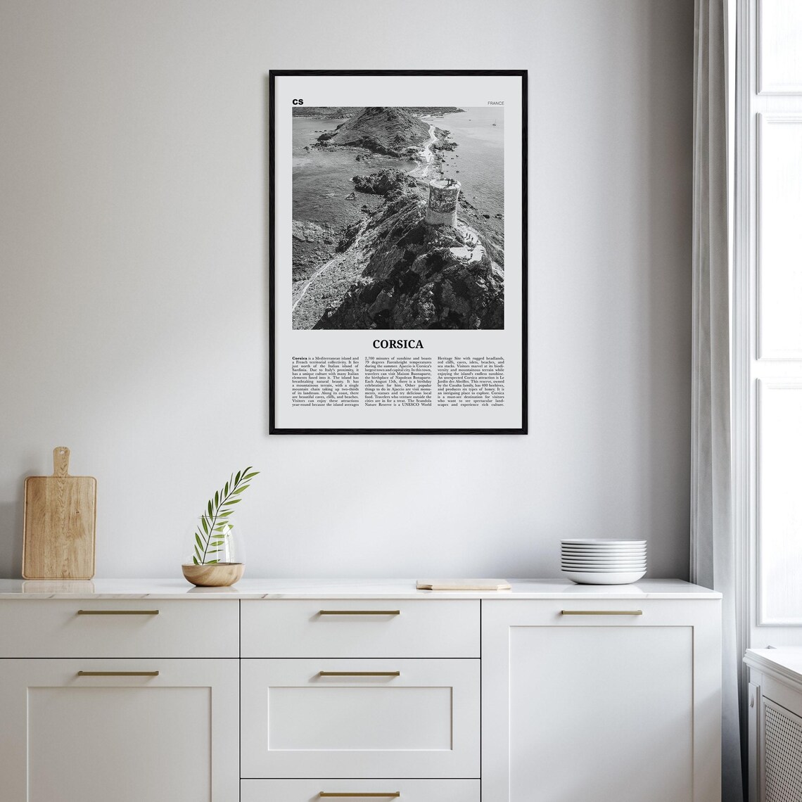 Corsica Black And White Travel Poster, Corsica France - Image 2