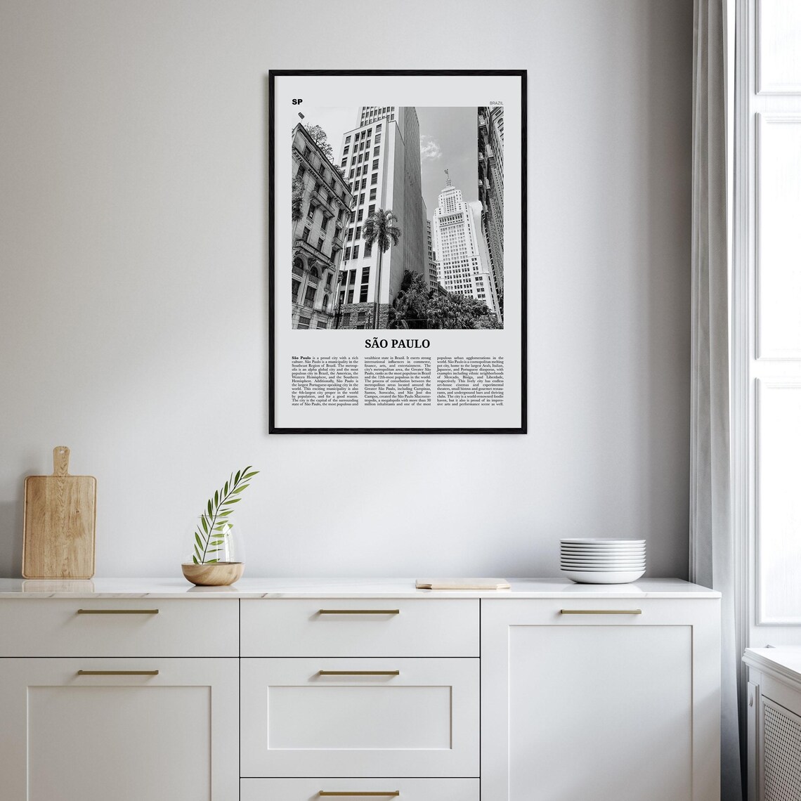 Sao Paulo Downtown Skyscrapers Black And White Brazil Travel Poster - Image 2