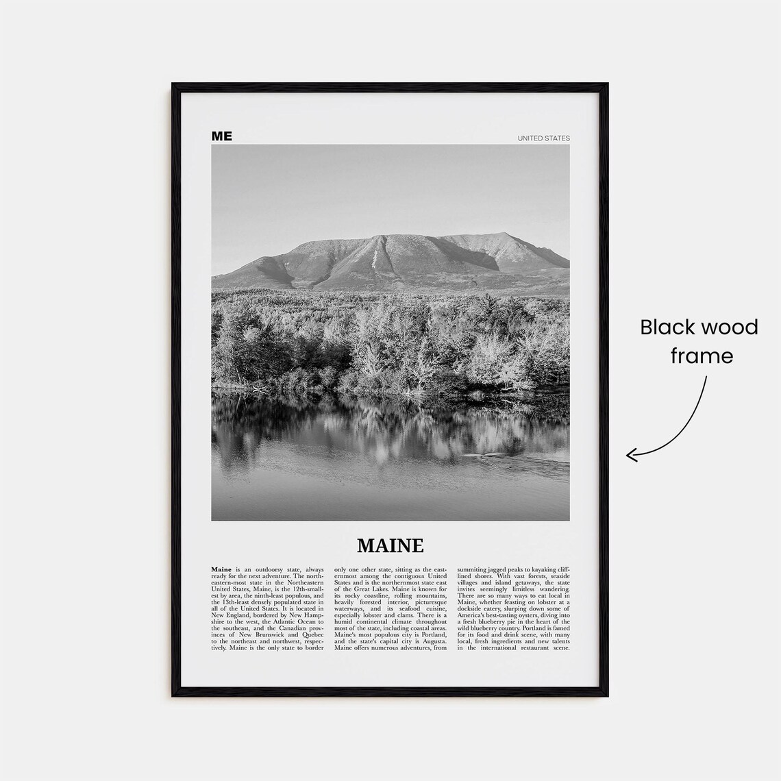 Maine Print Black And White No 2 Maine Wall Art Maine Poster Maine Photo Maine Wall Dcor Maine Map United States - Image 3