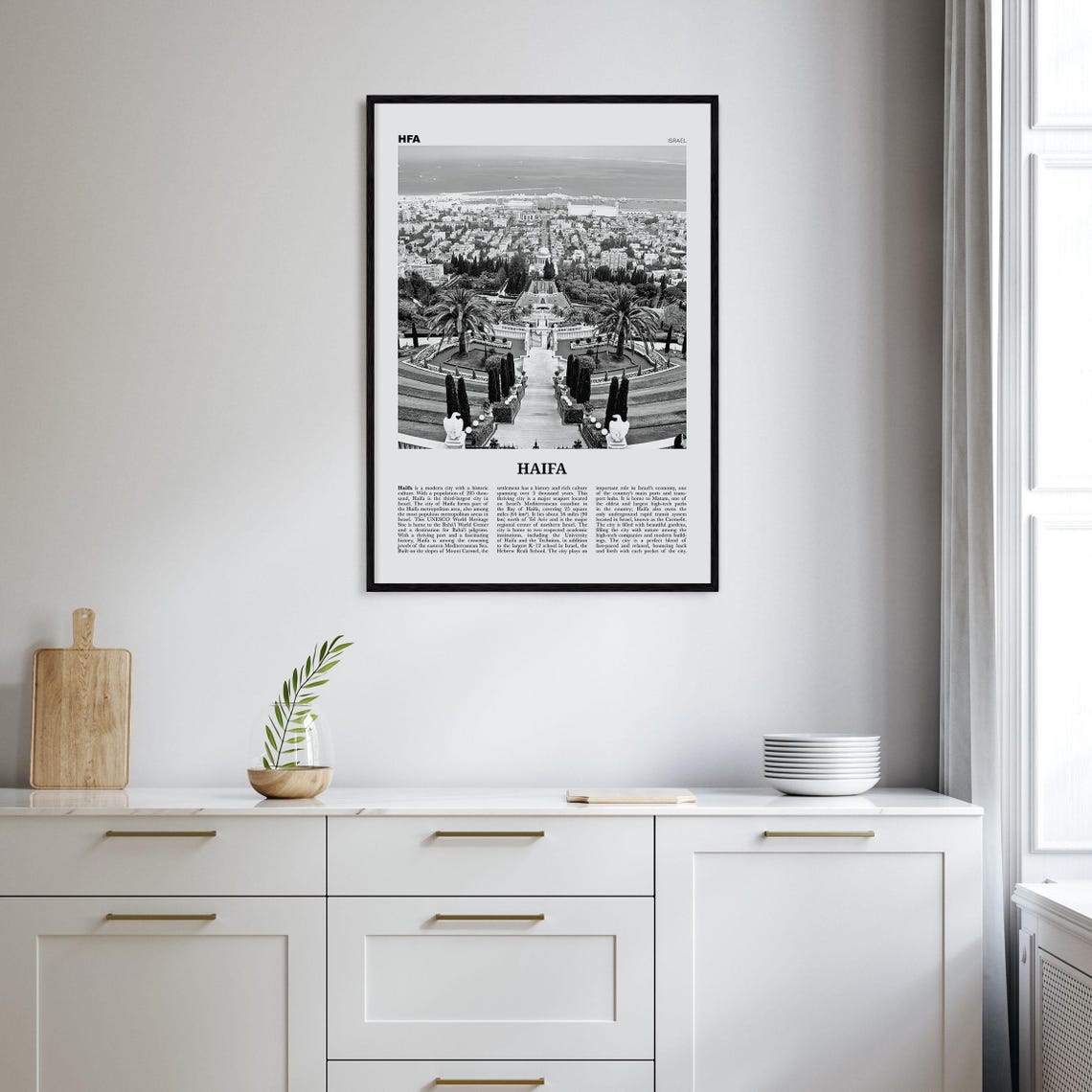 Haifa Black and White Travel Poster, Israel Art Print - Image 2
