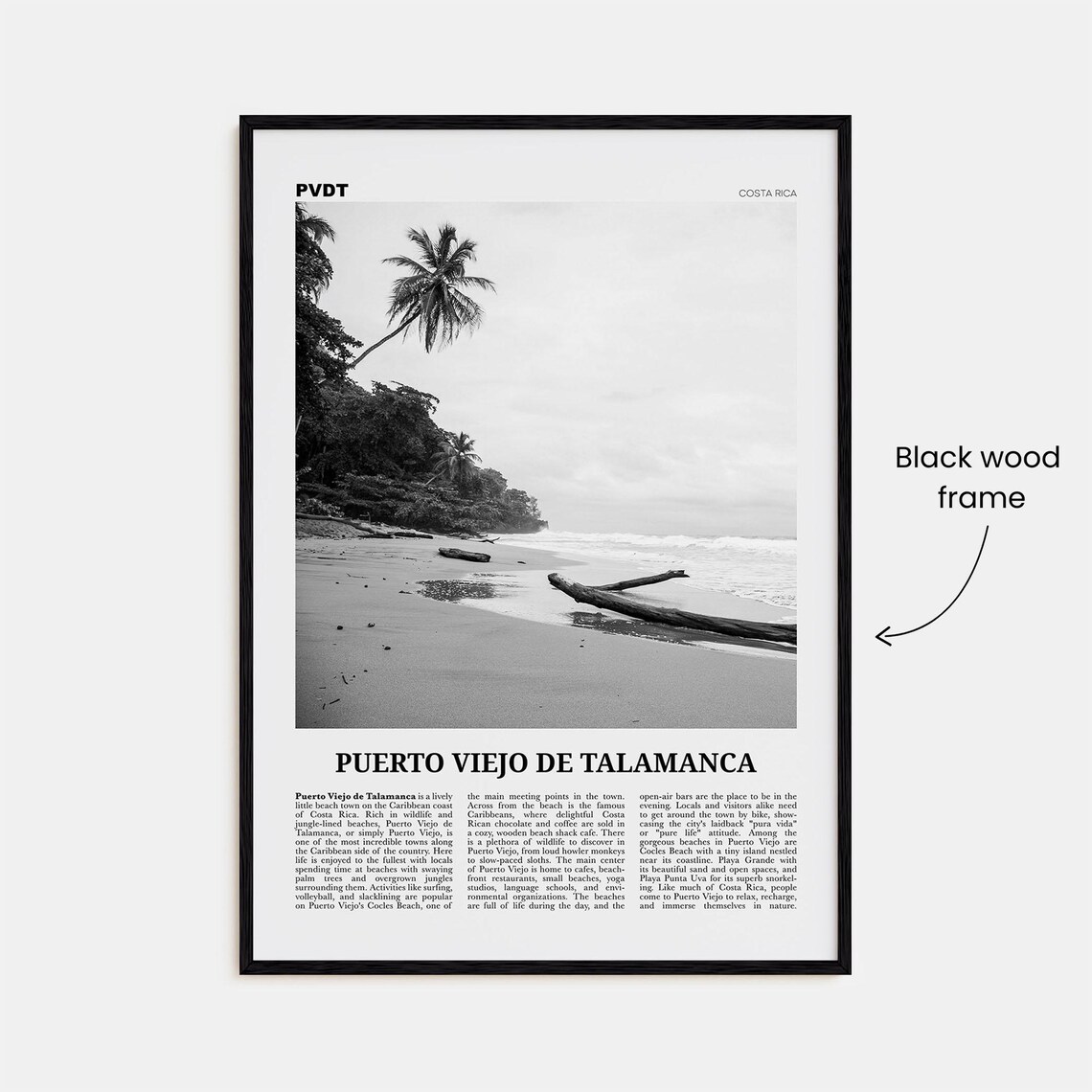 Puerto Viejo De Talamanca Black and White Travel Poster - Image 3