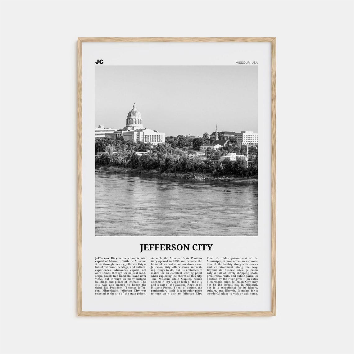 Jefferson City Print Black And White Jefferson City Wall Art Jefferson City Poster Jefferson City Photo Jefferson City Wall Dcor