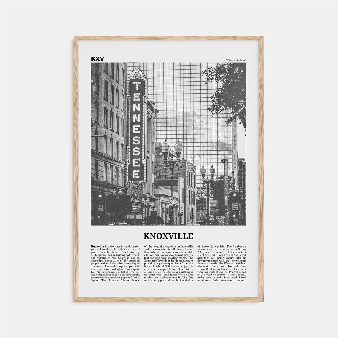 Knoxville Black and White Travel Poster, Tennessee