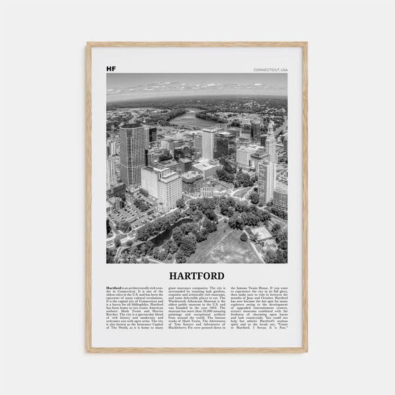 Hartford Black and White Travel Poster, Connecticut