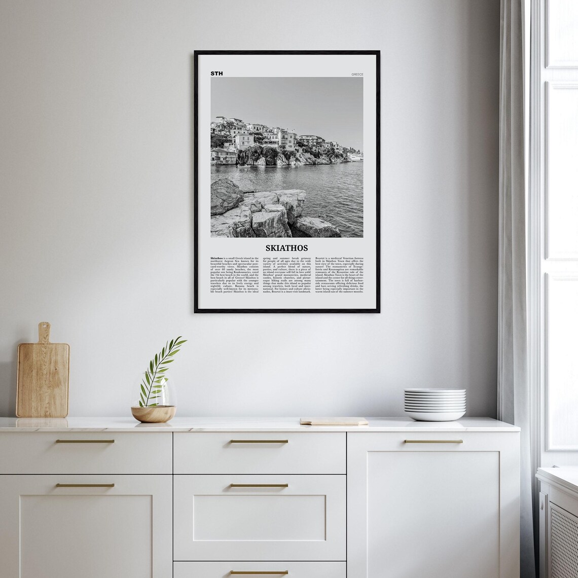 Skiathos Black and White Travel Poster, Greece - Image 2
