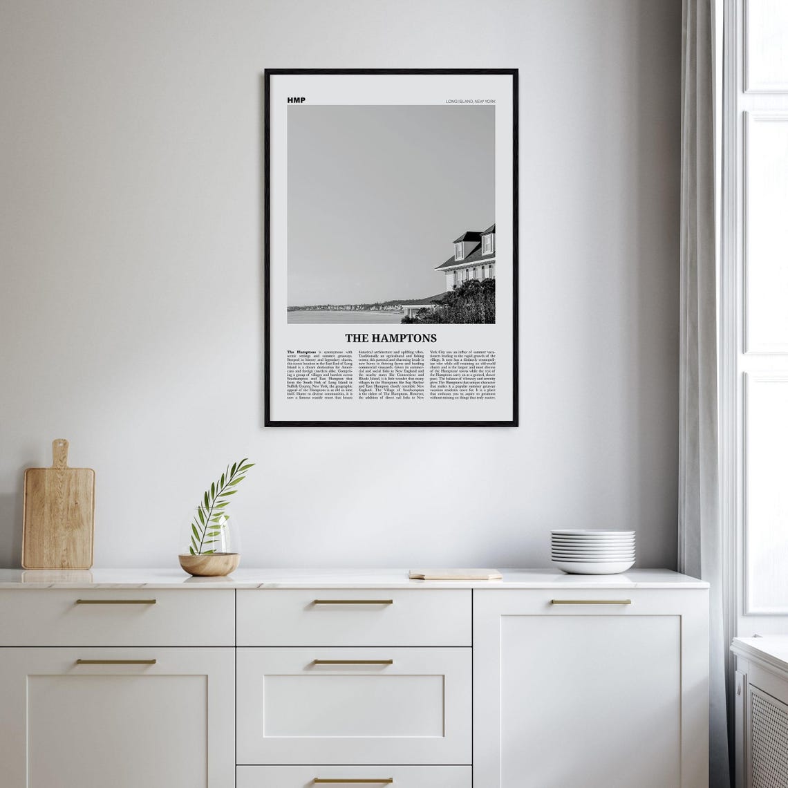 The Hamptons Black and White Travel Poster, Long Island - Image 2