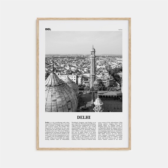 Delhi Black and White Travel Poster, India Wall Art