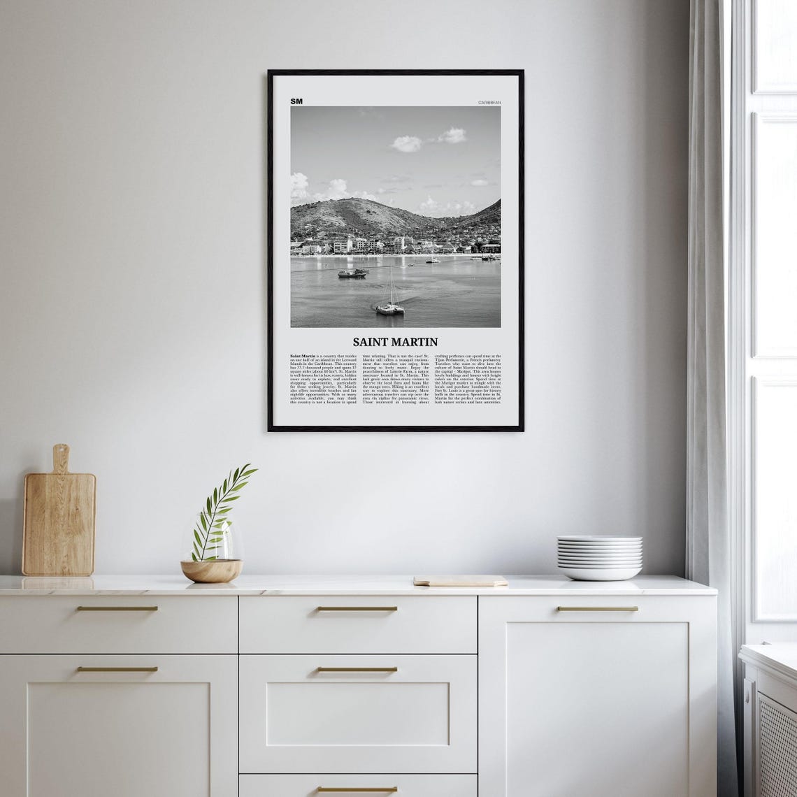 Saint Martin Black And White Art Print, Caribbean - Image 2