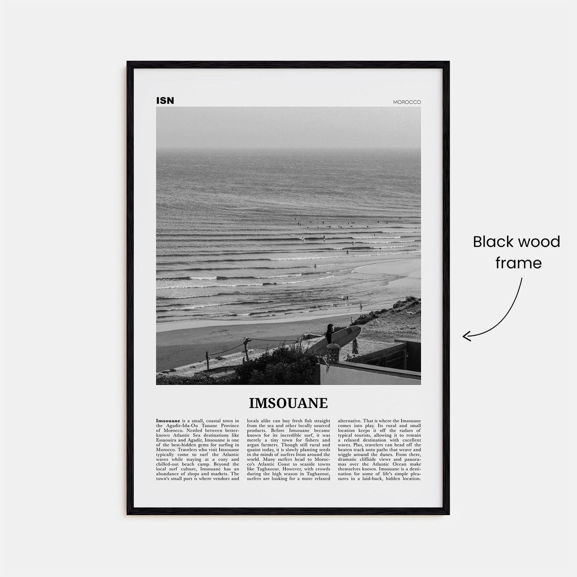 Imsouane Surf Morocco, Black And White Travel Poster - Image 3
